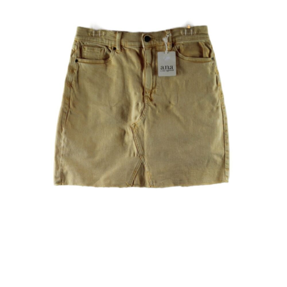a.n.a A New Approach Yellow Women's Denim Short Skirt High Skirt Size 4 053 - Picture 3 of 4